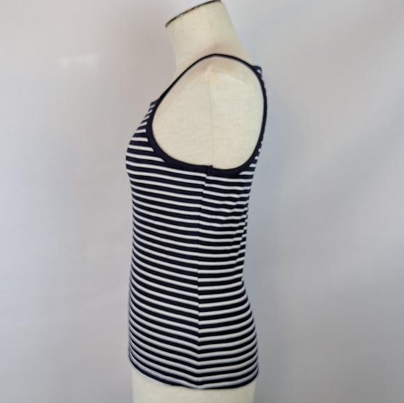 Philosophy Tank Top Squared Neckline Sleeveless Striped Fitted Navy White M NWT - Picture 5 of 8